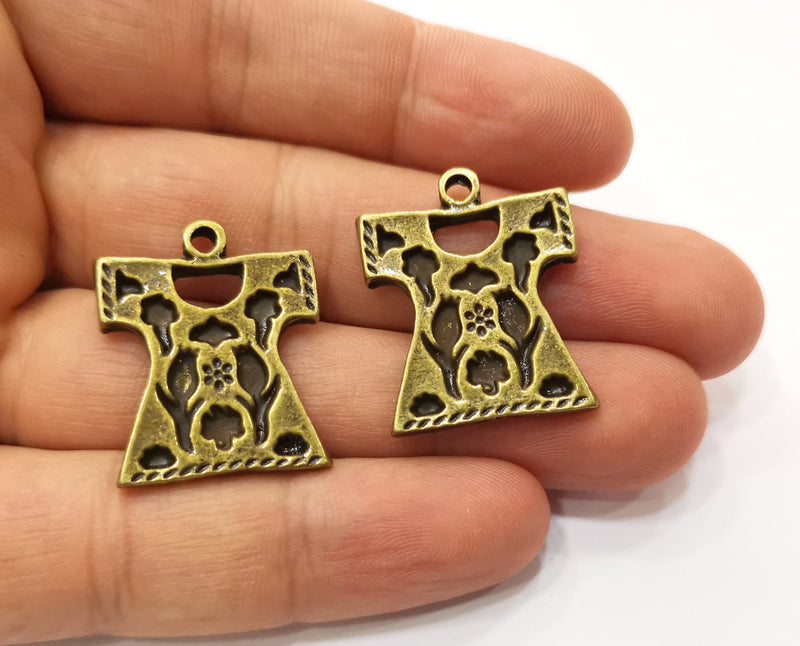 2 Antique Bronze Robe Chest Charms Antique Bronze Plated Charms (28x23mm)  G18923