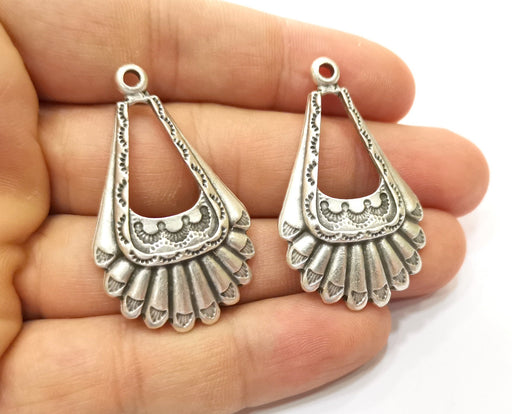 2 Silver Charms Antique Silver Plated Charms (44x26mm)  G18421