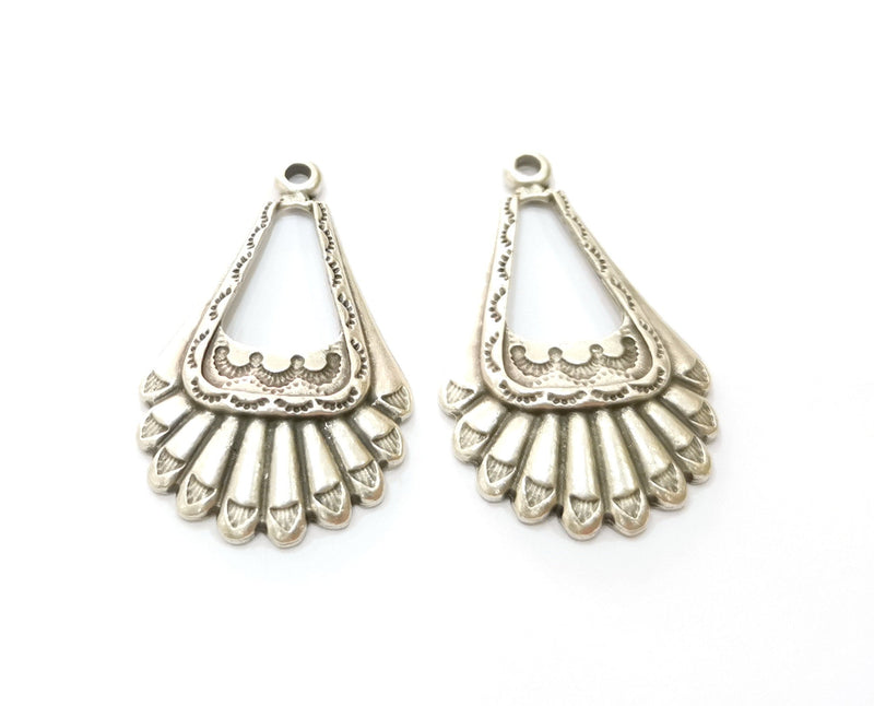 2 Silver Charms Antique Silver Plated Charms (44x26mm)  G18421