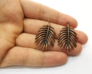 2 Monstera Leaf Charms Antique Copper Plated Charms (40x24mm)  G18423
