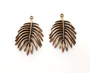 2 Monstera Leaf Charms Antique Copper Plated Charms (40x24mm)  G18423