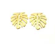 2 Monstera Leaf Charms Gold Plated Charms (32x29mm)  G18428