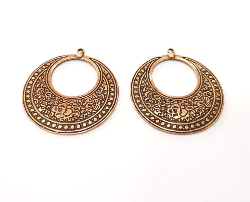 2 Copper Charms Antique Copper Plated Charms  (42x38mm)  G18432