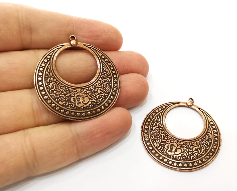2 Copper Charms Antique Copper Plated Charms  (42x38mm)  G18432