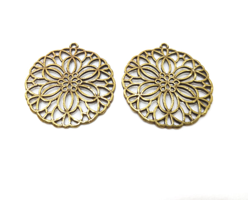 2 Antique Bronze Charms Antique Bronze Plated Charms (40mm)  G18930