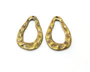 4 Antique Bronze Hammered Drop Charms Antique Bronze Plated Charms (28x18mm)  G18935
