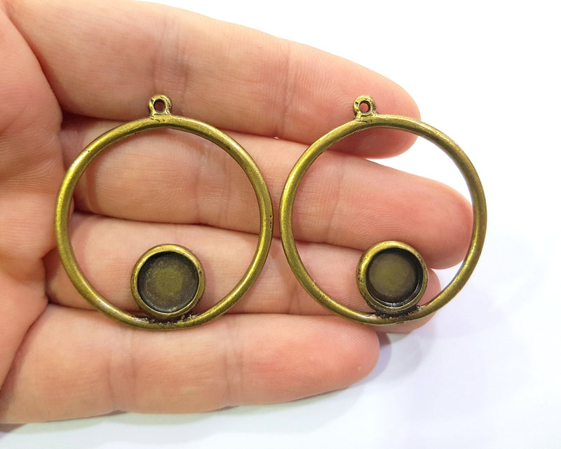 2 Antique Bronze Pendant Blank inlay Blank Mosaic Blank Bezel Setting Mountings Antique Bronze Plated Metal (10mm blank) G18433