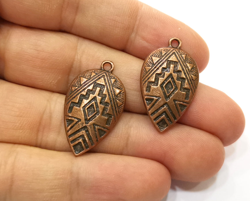 4 Copper Charms Antique Copper Plated Charms (30x18mm)  G18435