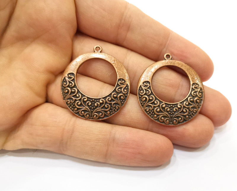 2 Copper Charms Antique Copper Plated Charms (34x31mm) G18437
