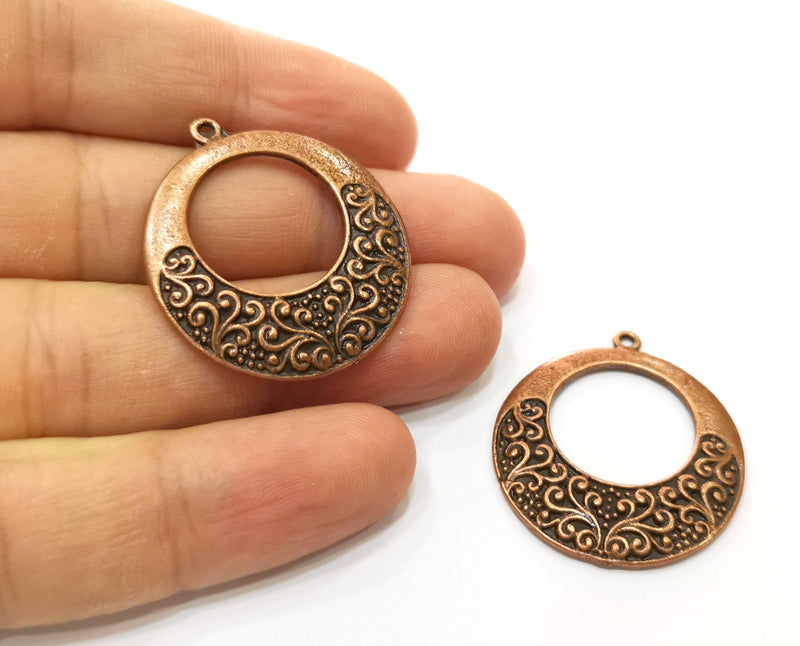 2 Copper Charms Antique Copper Plated Charms (34x31mm) G18437