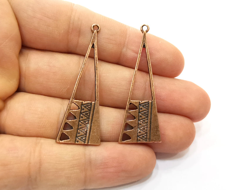 2 Copper Charms Antique Copper Plated Charms (48x17mm)  G18438