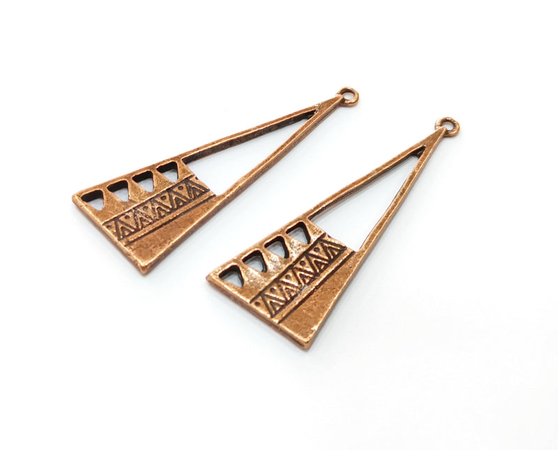 2 Copper Charms Antique Copper Plated Charms (48x17mm)  G18438