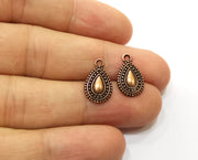 10 Teardrop Charms Antique Copper Plated Charms (16x10mm)  G18443