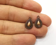 10 Teardrop Charms Antique Copper Plated Charms (16x10mm)  G18443
