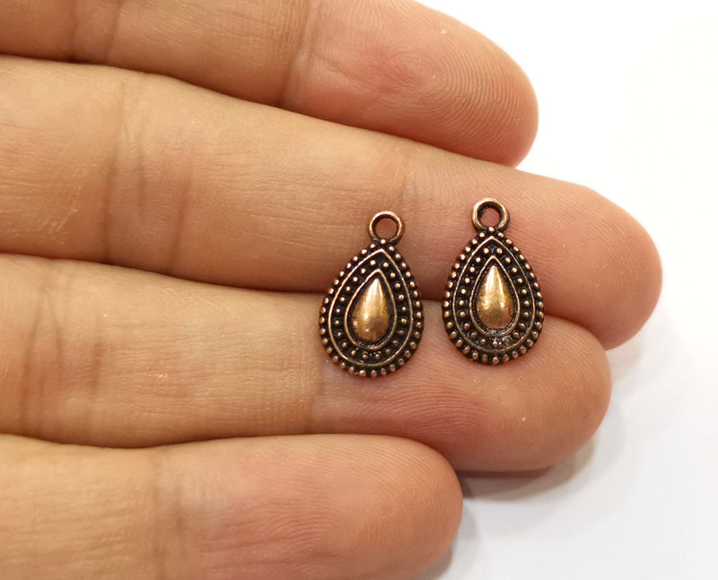 10 Teardrop Charms Antique Copper Plated Charms (16x10mm)  G18443