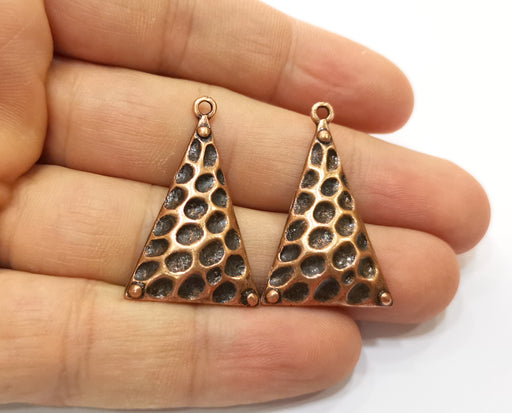 2 Hammered Triangle Charms Antique Copper Plated Charms (35x21mm)  G18444