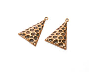 2 Hammered Triangle Charms Antique Copper Plated Charms (35x21mm)  G18444