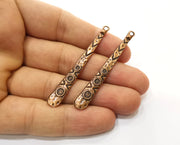 6 Copper Charms Antique Copper Plated Charms (60x7mm)  G18446