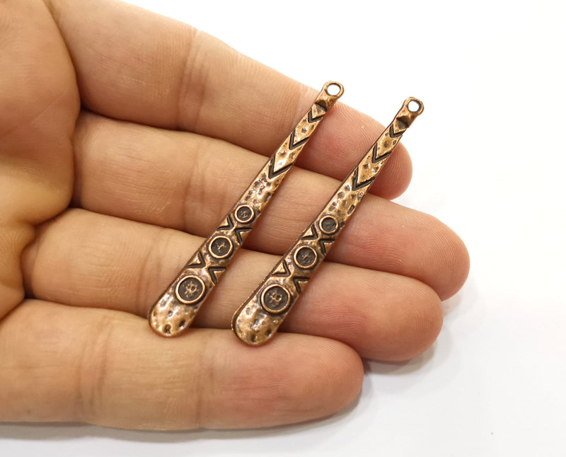 6 Copper Charms Antique Copper Plated Charms (60x7mm)  G18446