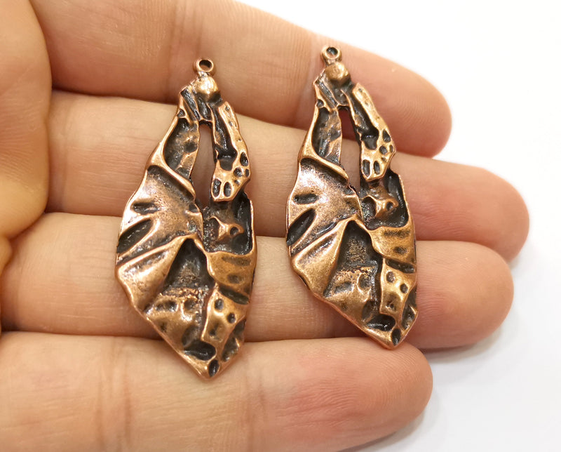 2 Copper Charms Antique Copper Plated Charms (50x20mm)  G18447