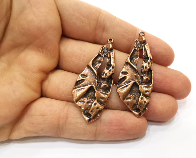 2 Copper Charms Antique Copper Plated Charms (50x20mm)  G18447