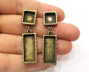 Earring Blank Base Settings Resin Blank Cabochon Base inlay Blank Mountings Antique Bronze Plated Metal (15+25x10mm 2 blank ) 1 Set  G18945