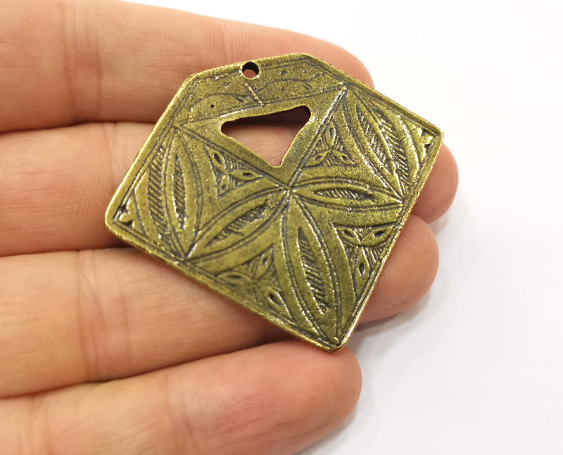 2 Antique Bronze Pendant Antique Bronze Plated Metal (54x46mm) G18946