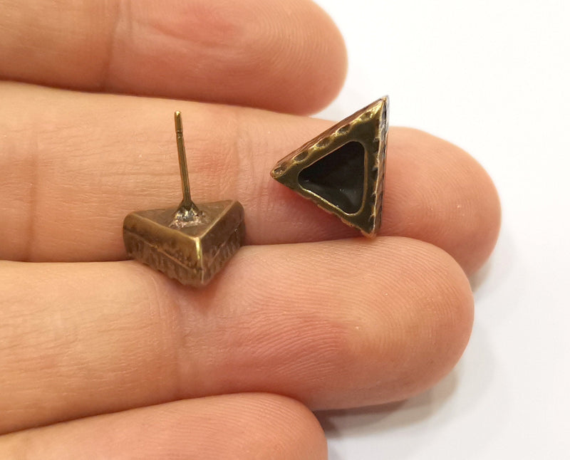 Earring Blank Backs Antique Bronze Base Setting Hammered Resin Blank Cabochon Base inlay Mounting Antique Bronze Plated (7x6mm) 1pair G18951