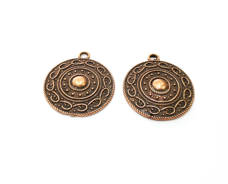 2 Copper Charms Antique Copper Plated Charms (37x32mm)  G18451