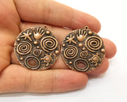 2 Copper Charms Antique Copper Plated Charms (35mm)  G18456