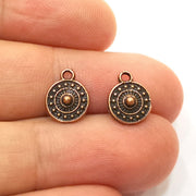 20 Copper Charms Antique Copper Plated Charms (9mm)  G18455