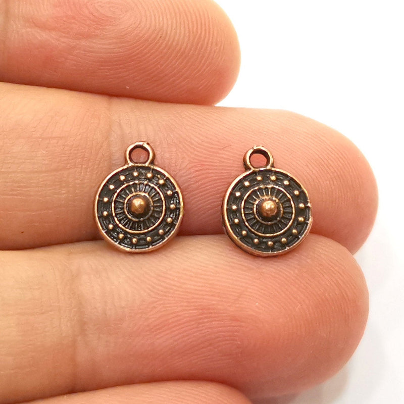 20 Copper Charms Antique Copper Plated Charms (9mm)  G18455