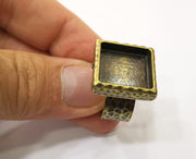 Antique Bronze Ring Blank Setting Cabochon Base inlay Ring Backs Mounting Adjustable Ring Bezel (16x16mm blank) Antique Bronze Plated G18959