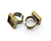 Antique Bronze Ring Blank Setting Cabochon Base inlay Ring Backs Mounting Adjustable Ring Bezel (16x16mm blank) Antique Bronze Plated G18959