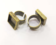 Antique Bronze Ring Blank Setting Cabochon Base inlay Ring Backs Mounting Adjustable Ring Bezel (16x16mm blank) Antique Bronze Plated G18959
