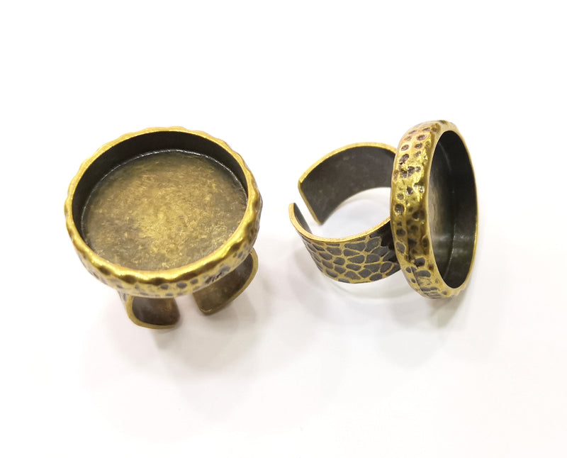 Antique Bronze Ring Setting Resin Ring Blank Cabochon Base inlay Ring Mounting Adjustable Ring Bezel (22mm) Antique Bronze Plated G18962