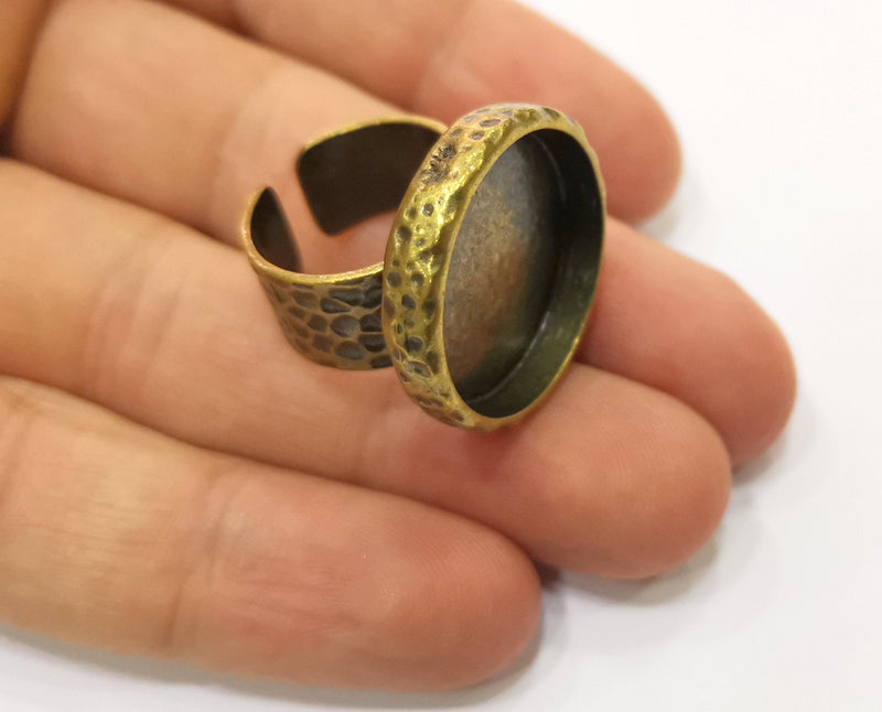 Antique Bronze Ring Setting Resin Ring Blank Cabochon Base inlay Ring Mounting Adjustable Ring Bezel (22mm) Antique Bronze Plated G18962