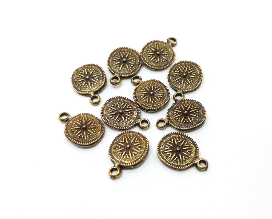 10 Compass Charm Antique Bronze Plated Charm (16x11mm) G18964