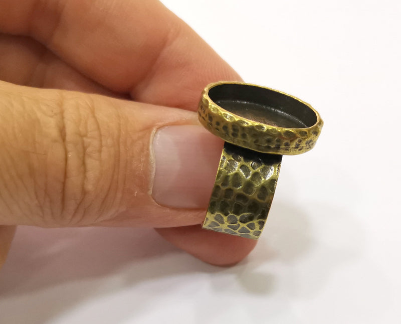 Antique Bronze Ring Setting Resin Ring Blank Cabochon Base inlay Ring Mounting Adjustable Ring Bezel (18x13mm) Antique Bronze Plated G18965