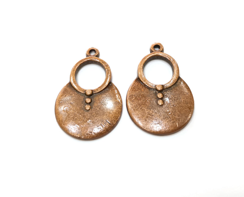 2 Copper Charms Antique Copper Plated Charms (35x23mm)  G18974