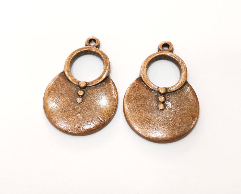 2 Copper Charms Antique Copper Plated Charms (35x23mm)  G18974