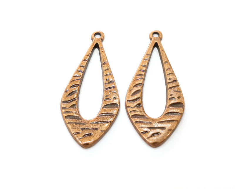 2 Copper Charms Antique Copper Plated Charms (42x19mm)  G18975