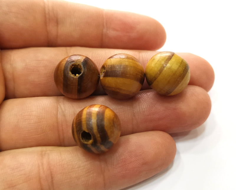 20 Wood Beads Olive Tree Beads 16 mm (4.2mm beads inner size) G18985
