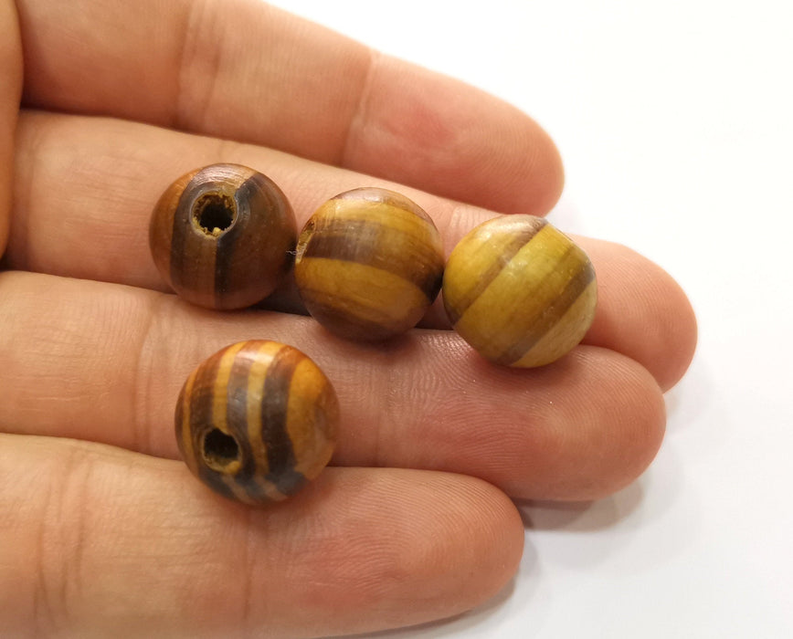 20 Wood Beads Olive Tree Beads 16 mm (4.2mm beads inner size) G18985