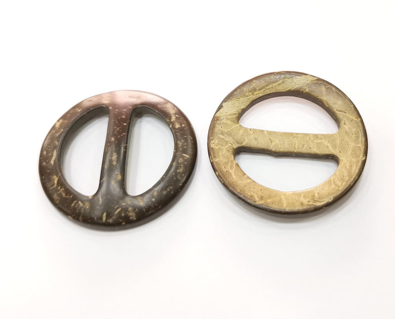 2 Coconut Wood Findings Coconut Tree Natural Charm 37 mm  G18986