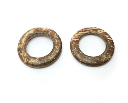 4 Coconut Wood Findings Coconut Tree Natural Spacer Charm 32 mm  G18997