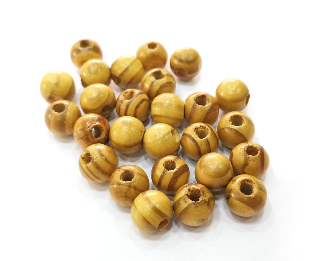 30 Wood Beads Olive Tree Beads 12 mm (3.5mm beads inner size) G18999