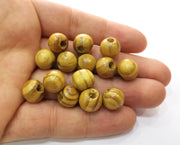 30 Wood Beads Olive Tree Beads 12 mm (3.5mm beads inner size) G18999