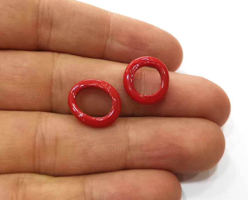 8 Red Glass Rondelle Beads 14 mm (9mm ring inner size) G19026