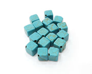 20 Cube Veined Turquoise Synthetic Cross Drilled Beads 8 mm (1mm hole) G19036